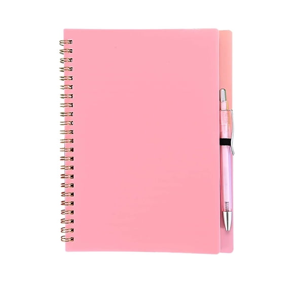 SLUOHZXI A5 Lined Spiral Notebook with Pen Holder, Hardcover Journal for Women, To Do List Planner for Work, Meetings (A5,Pink, With Pen)