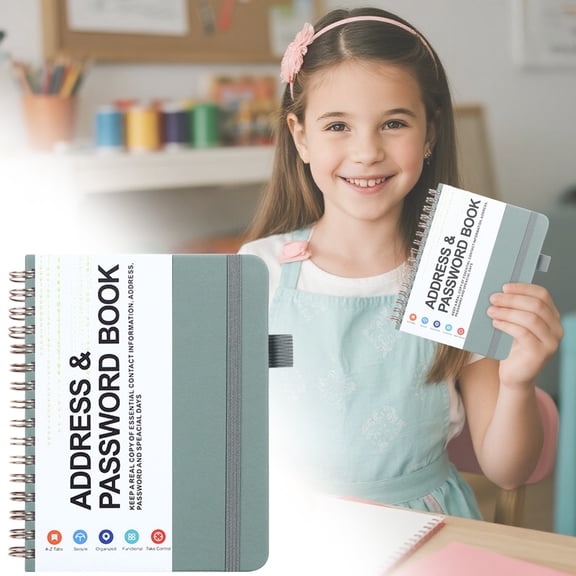 SLUOHZXI Address Telephone Book, 4.7x5.7-Inch, Green, Spiral-Bound,Password Book with alphabetical tabs. Internet Address Organizer Logbook. Small Pocket Password Keeper for Website Logins