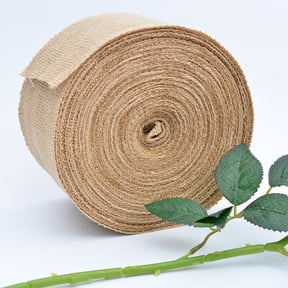 SLUOHZXI Burlap Ribbon Fabric Natural Jute Fabric Crafts Wedding Burlap DIY Ribbon for Gift Wrapping Home Decor Fall Bows Flower Bouquet Christmas Tree(1.18 Inch Wide)
