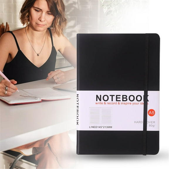 SLUOHZXI Classic Notebook, Hard Cover, Large (5.71" x 8.39") Ruled/Lined, Black