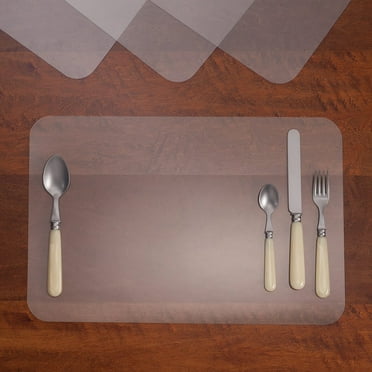 SLUOHZXI Clear Plastic Placemats Set of 1 - Vinyl Table Protector for Dining, Kitchen, Office, Painting Table, Shelves - Heat Resistant, Crystal Clear, Wipeable Place Mats - 16.93x11.02