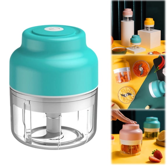 SLUOHZXI Electric Garlic Chopper,Mini Portable Veggie Choppers,USB Rechargeable,250ml Portable Electric Mini Food Chopper for Garlic,Onion,Ginger,Chilli,Fruit,etc(Blue)