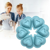SLUOHZXI Heart Shaped Cake Pan,Silicone Heart Cake Mold Tiered Mini Heart Shaped Cake Pans, 6-Cavity Heart Cake Molds Muffin Pan, Pack of 1