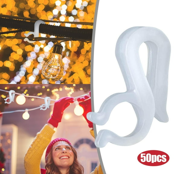 SLUOHZXI Holiday Joy 50 PCS of Mighty Clip Hooks for Outdoor String Lights - Quick & Easy Installation Christmas Lights Clips for Shingles & Gutters