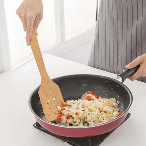 SLUOHZXI Long Wooden Spatula - 11-inch Heavy Duty Stir Paddle for Cooking in Big Pots - Big Cooking Spoon For Brewing, Grill, Mixing, Stirring - Solid Natural Hard Wood Large Spatula