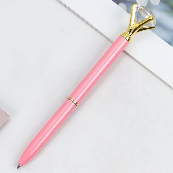 SLUOHZXI Pink Diamond Pen Pack of 1 Bling Diamond Gem Pen Décor Gifts for Women Bridesmaid Coworkers Bulk Crystal Metal Ballpoint Pens Black Ink(1 PCS White)