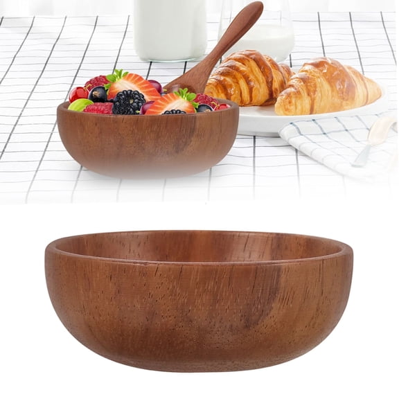 SLUOHZXI Salad Bowls, Wooden Salad Bowls Set, Large Wood Serving Bowl for Fruits, Salad, 3.93" Big Salad Bowl with Serving Utensils