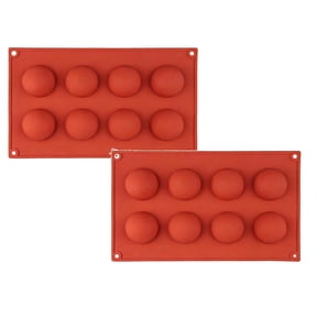SLUOHZXI Silicone Semi-Sphere Molds 8 Cavities 2-Pack for Chocolate Truffles Jelly Fat Bombs Gelatina, Small Baking Round Half Sphere Candy Moulds, Homemade Freeze Food Grade BPA Free Oven Safe