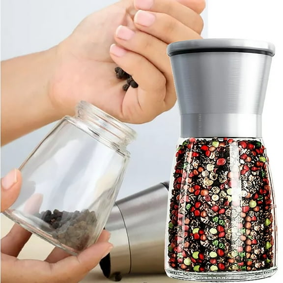 SLUOHZXI Stainless Steel Salt or Pepper Grinder - Top Spice Mill with Blades, Brushed Stainless Steel and Adjustable Coarseness By Pepper Grinder