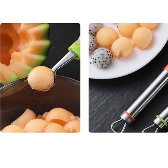 SLUOHZXI Stainless Steel Smooth Grip Melon Baller - Small Icecream Ball Spoon - Melon Scoop with Non-Slip Smooth Handle - Baller for Fruits, Ice Cream, Cookie Dough, Meatball - Light Green
