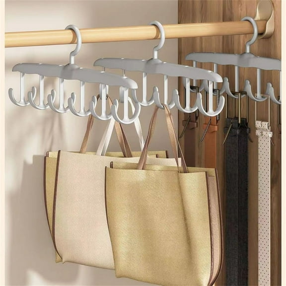 SLUOHZXI White Multifunctional Plastic Clothes Hanger – 360° Rotating Hook with 6 Hooks, Ideal for Underwear/Bras/Hats/Accessories, Space-Saving Closet Organizer