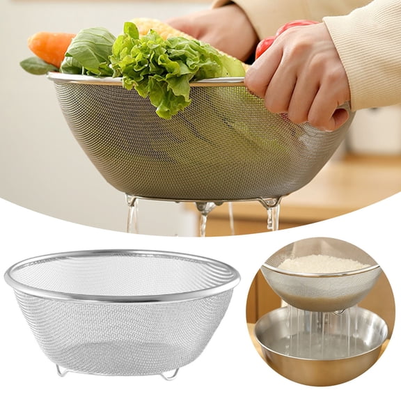 SLUOHZXI1PC Stainless Steel Rice Washing Sieve Strainer 7.09 inch Kitchen Mesh Net Strainer Basket Drainer Washing Bowl Sieve Sifters for Vegetable Fruits Rice Washing