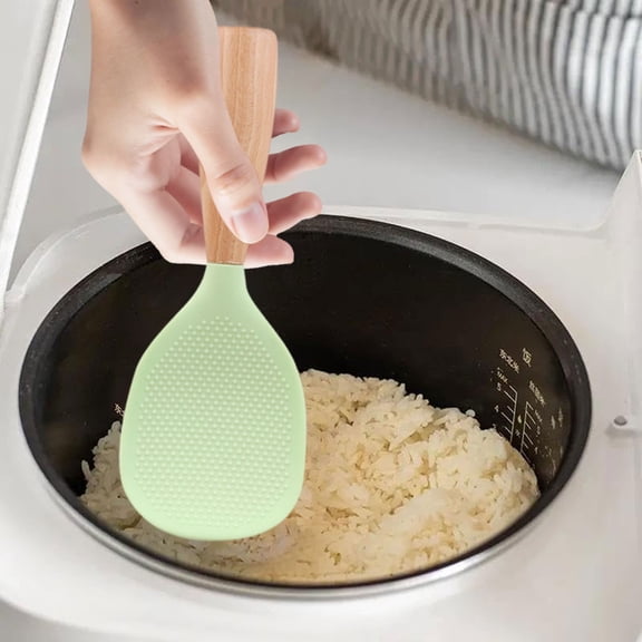 SLUOHZXI1Pc Standing Silicone Rice Spoon Paddle, Rice and Potato Servers,Household Rice Shovel Heat Resistant Anti-scalding Rice Scooper, Serving Spoons（Green）