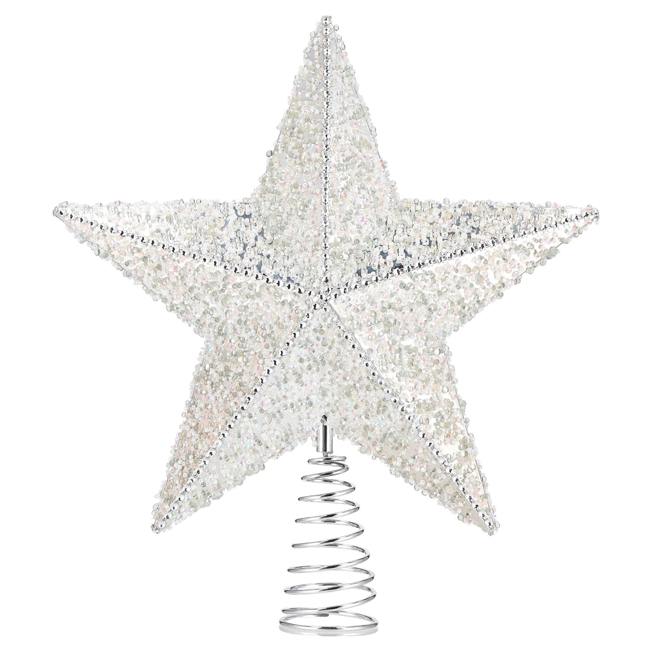 Icy Crystal Star Christmas Tree Topper, Silver and White, 12", by Holiday Time