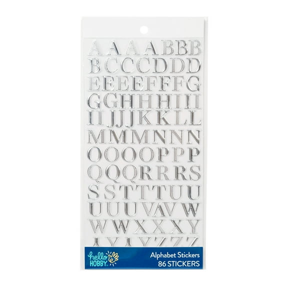 Hello Hobby Silver Foil Alphabet Stickers, 86 Count