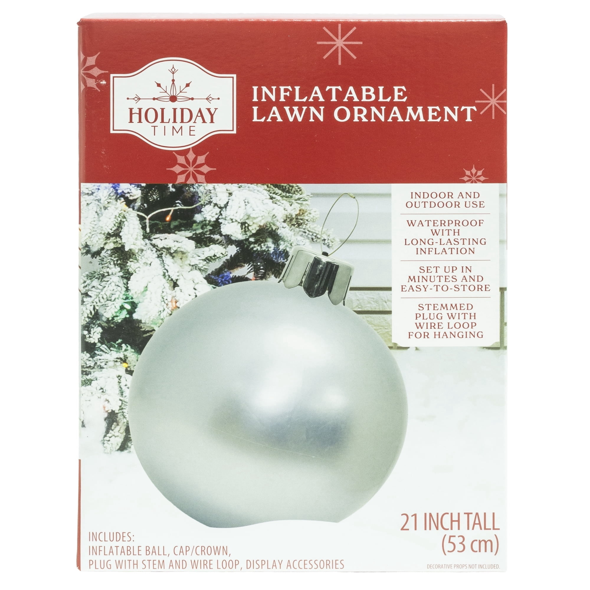 Silver Inflatable Christmas Ornament Decoration, 21", by Holiday Time