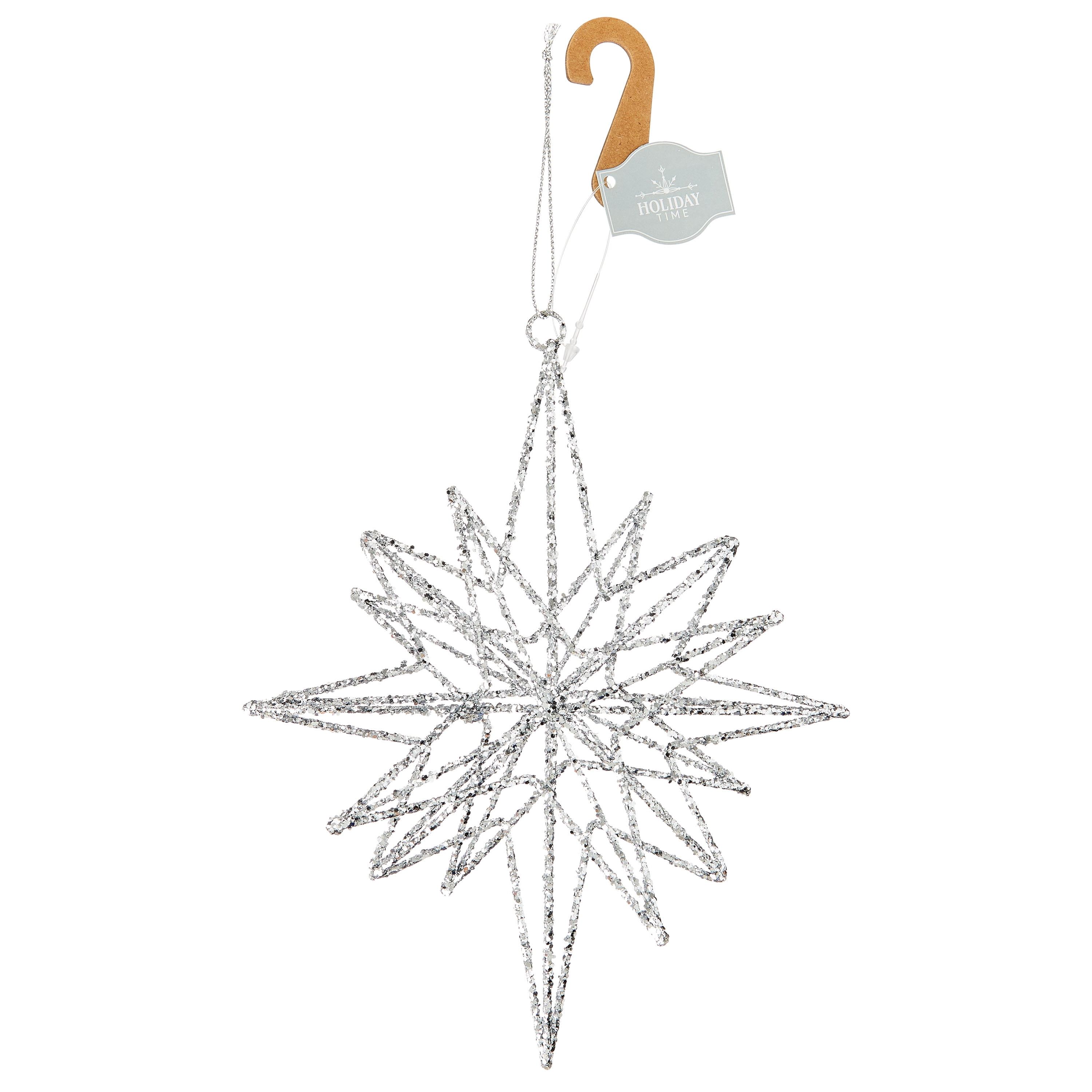 Silver Glitter Polar Star Christmas Ornament, 7.5", by Holiday Time