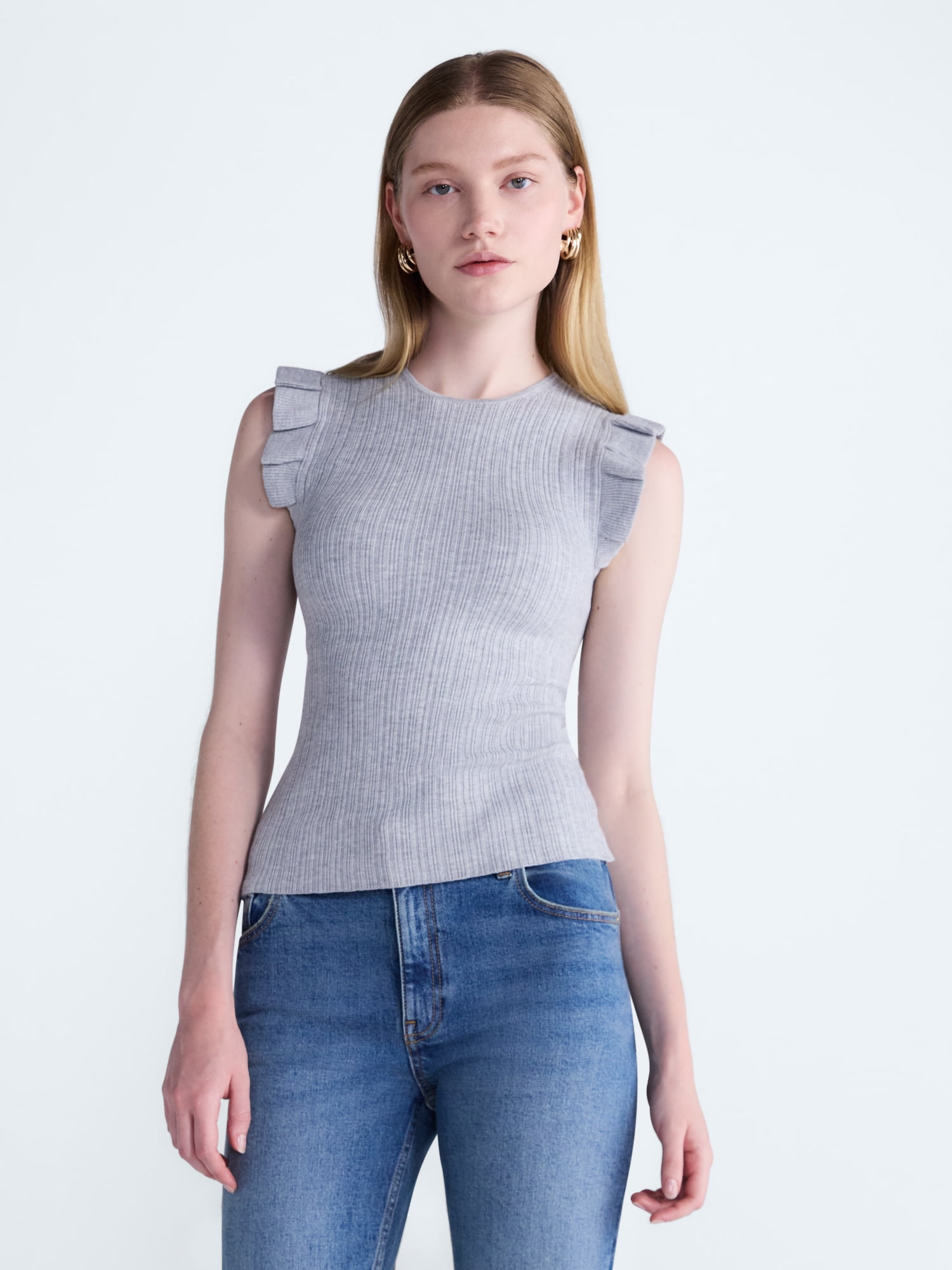 Scoop Women’s Sleeveless Ruffle Tank Top, Sizes XS-XXL