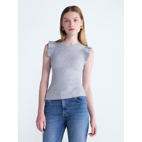 Scoop Women’s Sleeveless Ruffle Tank Top, Sizes XS-XXL