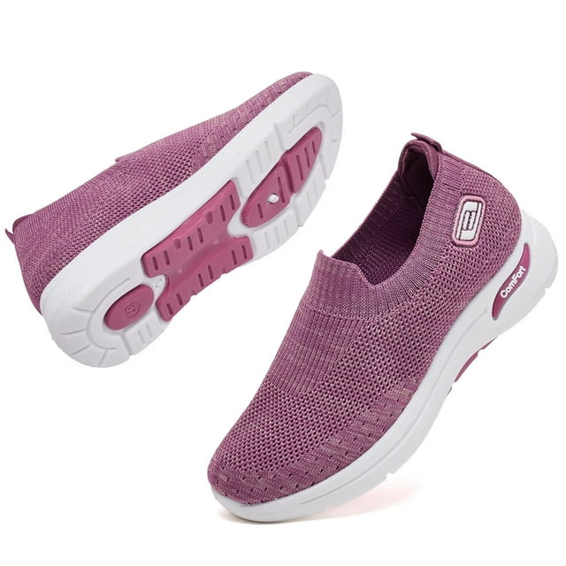 SLY Slip On Sneakers for Women Lightweight Walking Shoes Arch Support
