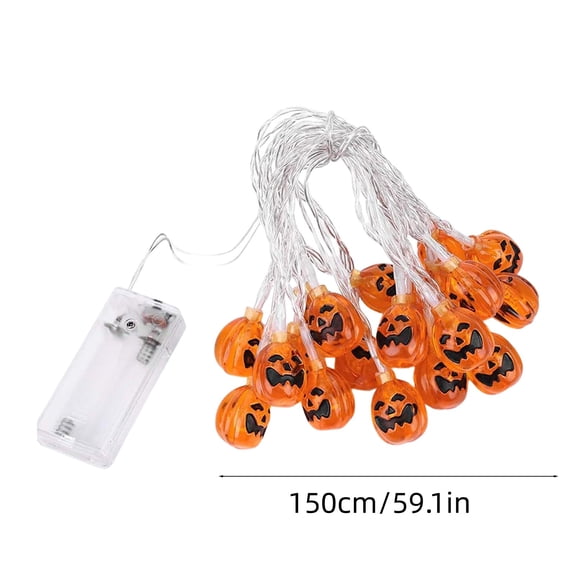 SLYNSHome 1.5M 10LED 3D Pumpkin String Lights, Battery Operated Warm Orange Pumpkin Lantern Fairy Lights For Mantel Table Porch Indoor Outdoor Halloween Party Spooky Decor