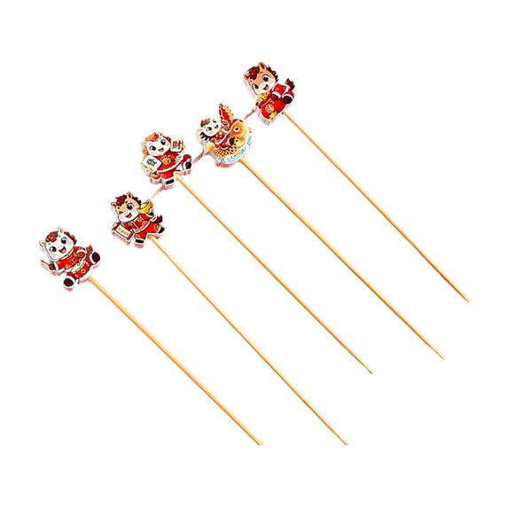 SLYNSHome 100Pcs Wood Cocktail Picks Cute Horse Ornaments Fancy Toothpicks for Appetizers Party Food Drinks Fruit Skewer Sticks