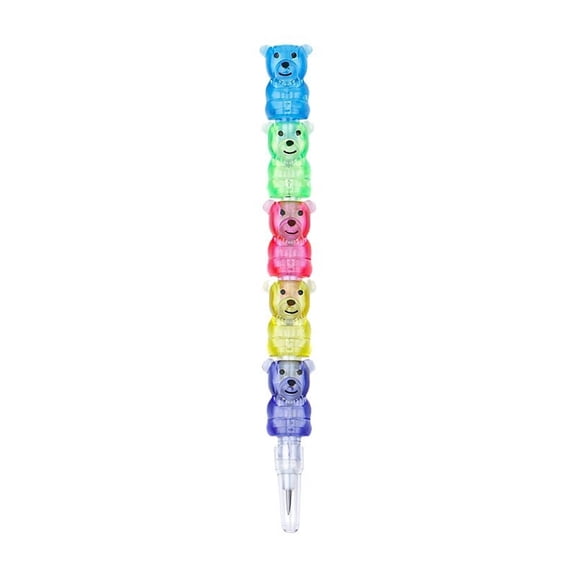 SLYNSHome 10Pcs Stackable Plastic Bear Pencils Stacking Point Pencils 5 in 1 Colored Party Favors for Birthday Party Favors Supplies
