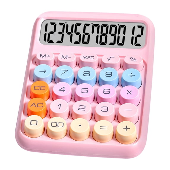SLYNSHome 12 Digit Desktop Calculator Basic Desk Calculator with Large LCD Display,Big Buttons,Battery Powered, for Home,Office Supplies - Pink