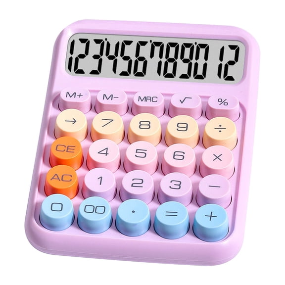 SLYNSHome 12 Digit Desktop Calculator Basic Desk Calculator with Large LCD Display,Big Buttons,Battery Powered, for Home,Office Supplies - Purple