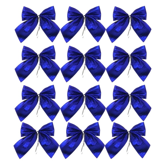 SLYNSHome - 12 Pcs - Christmas Tree Bows Decorations - 2.2x2.4 inch - Wreath Bowknot Christmas Tree Decor Ornament (Dark Blue)