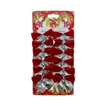 SLYNSHome 12Pcs Mini Christmas Tree Bowknot Ornament,Xmas Tree Bows for Christmas Tree Decoration DIY Craft Party Supplies - Silver