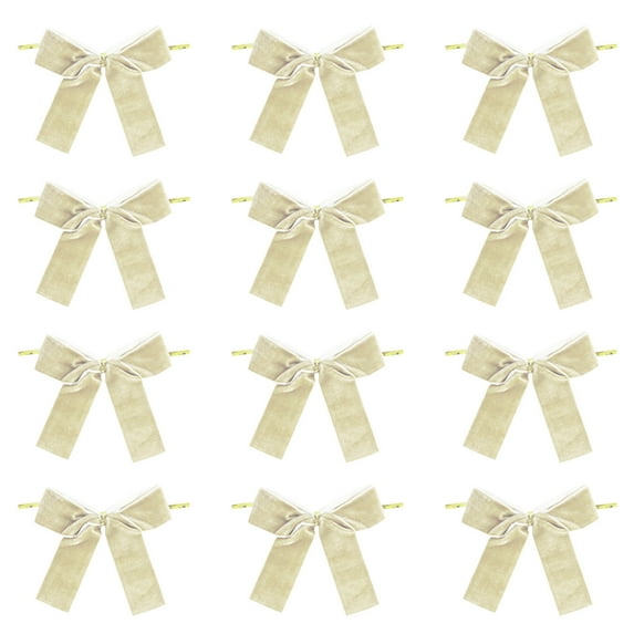 SLYNSHome 12Pcs Small Velvet Bows for Christmas Tree Decorations,Wreath,Gift Wrapping,Crafts,Wedding, Party,Twist Tie Bows for Xmas Home Decor - Wine