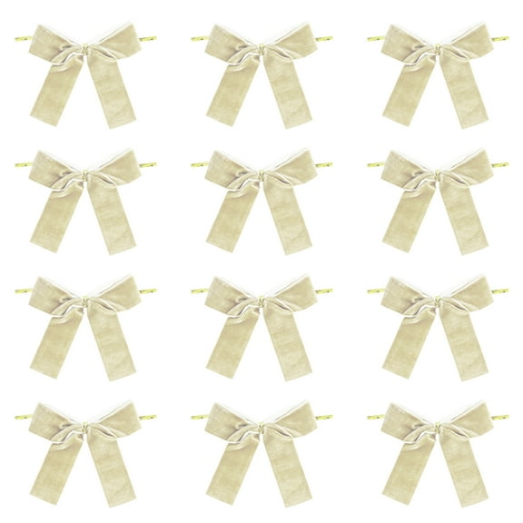 SLYNSHome 12Pcs Small Velvet Bows for Christmas Tree Decorations,Wreath,Gift Wrapping,Crafts,Wedding, Party,Twist Tie Bows for Xmas Home Decor - Wine