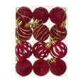 thumbnail image 1 of SLYNSHome 12Pcs Velvet Christmas Balls Bulk,Flocked Glitter Christmas Tree Ball Hanging Ornaments for Tree Party Supplies Home Decor - 1.6 inch - Wine, 1 of 9