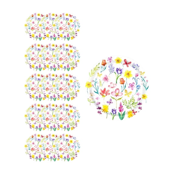 SLYNSHome 16Pcs Tulip Flower Theme Paper Plates Spring Party Supplies Disposable 9 inch Dessert Plates Dinner Tableware Floral Party Decoration