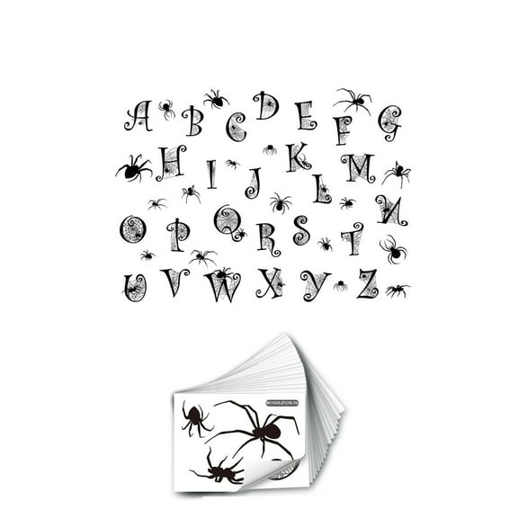 SLYNSHome 18 Pcs Halloween Wall Stickers,Letters & Spider Web Window Clings for Halloween Party Supplies