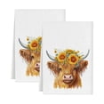 thumbnail image 1 of SLYNSHome 2 Pack Highland Cow Kitchen Towels Absorbent Tea Dish Towels White 18x26 inch Cow Hand Washcloth Gifts for Farmhouse Kitchen Bathroom Decorations, 1 of 7
