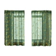thumbnail image 1 of SLYNSHome 2 Panel Christmas Sheer Curtains for Kitchen 37 inch Luxury Gold Foil Print Voile Short Windows Curtains for Holiday Decorations - Green, 1 of 7