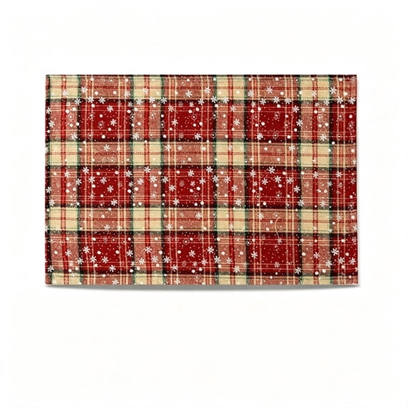 SLYNSHome 2 Pcs Christmas Plaid Placemats, Classic Red Tartan Table Mats, Washable Fabric Heat Insulation Dining Pad For Holiday Kitchen Table Decor Home Accessory