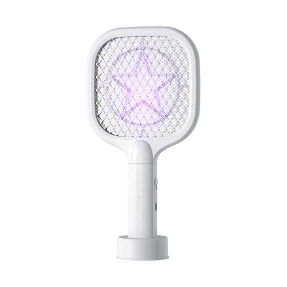 SLYNSHome 2-in-1 Rechargeable Electric Fly Swatter, 3000V Mosquito Racket With Purple Light, Dual Mode USB Charging Base For Indoor & Outdoor Insect Control