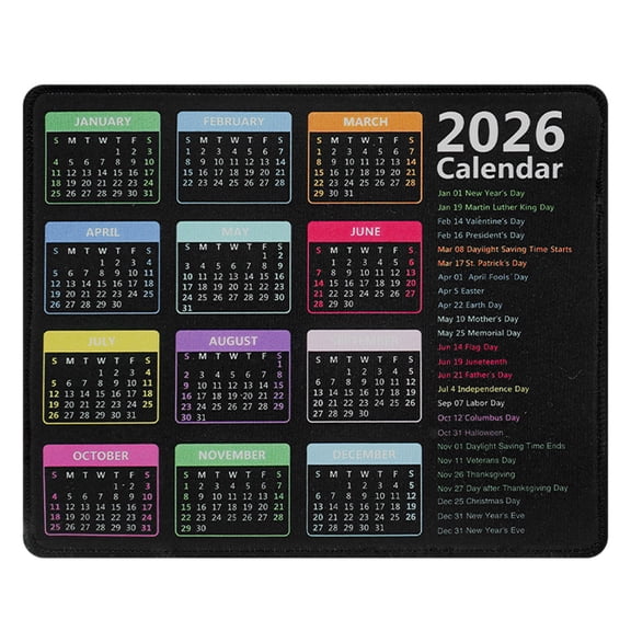 SLYNSHome 2026 Calendar Mouse Pad,Mousepad with Calendar Printed Waterproof Mouse Mat with Non-Slip Rubber Base