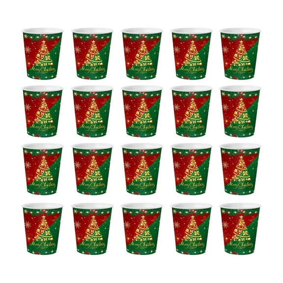 SLYNSHome 20Pcs Christmas Party Supplies,Paper Cup Plates Disposable,Red & Green Xmas Tree Party Decorations & Favors