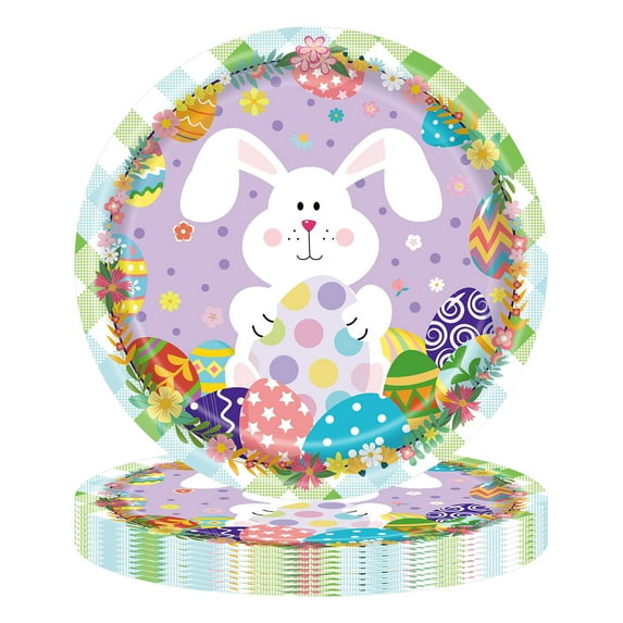 SLYNSHome 20Pcs Easter Bunny Paper Plates Party Supplies 9 inch Disposable Rabbit Paper Dinner Plates for Spring Party Decorations Serves 20 Guests