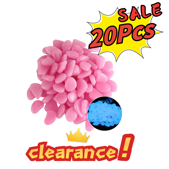 SLYNSHome 20Pcs Glow in The Dark Garden Pebbles Stones Rocks for Yard and Walkways Decor, DIY Decorative Luminous Stones in Pink