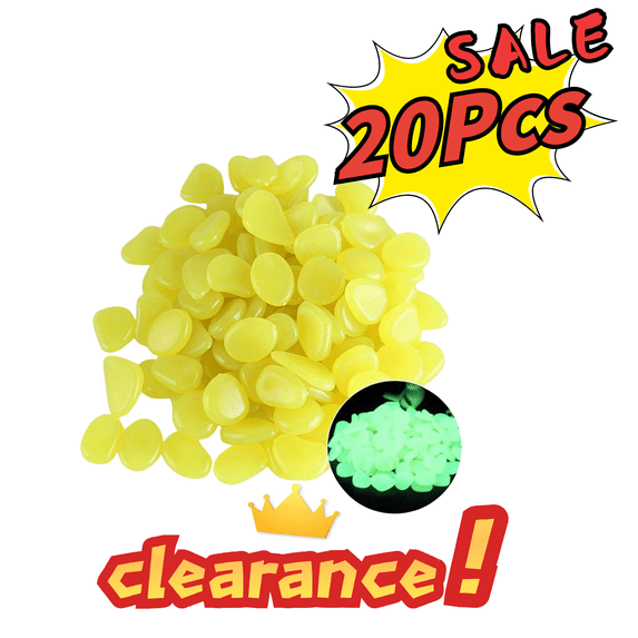 SLYNSHome 20Pcs Glow in The Dark Garden Pebbles Stones Rocks for Yard and Walkways Decor, DIY Decorative Luminous Stones in Yellow