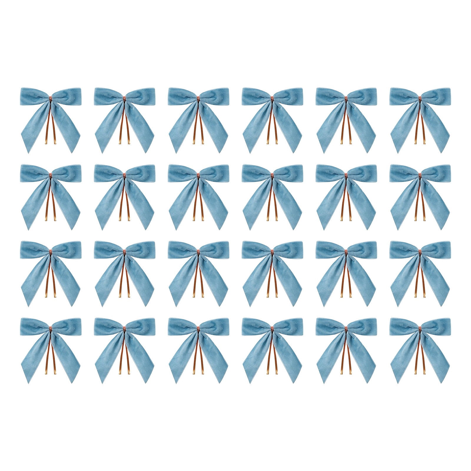 SLYNSHome 24 Pcs Christmas Tree Mini Bow Ornaments,Blue Velvet Ribbon ...
