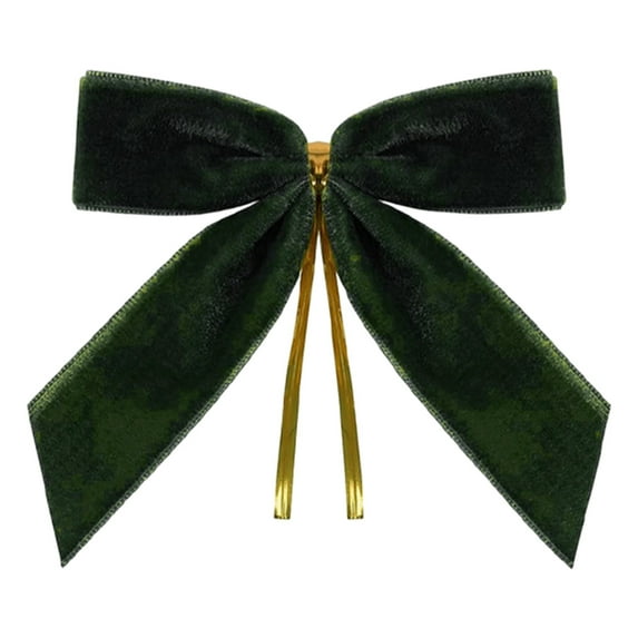 SLYNSHome 24Pcs Small Velvet Bows for Christmas Tree Decorations,Mini Flocking Twist Tie Bows for Wreath,Gift Wrapping,Crafts,Wedding,Party Candy Bags - Army Green