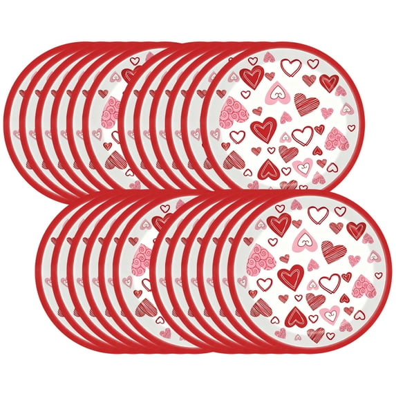 SLYNSHome 24Pcs Valentine's Day Paper Plates Party Supplies 9 inch Heavy Duty Disposable Plates Dinner Plates Dessert Plates for Anniversary,Holiday,Wedding