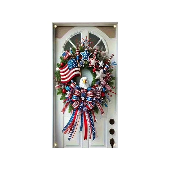 SLYNSHome 250th Anniversary Door Cover 4th of July Decor Eagle Printed American Patriotic Door Cover Porch Sign for Indoor Outdoor