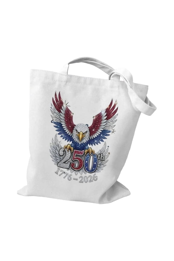 250th Anniversary Tote Bag 4th Of July Reusable Grocery Bag USA Flag Eagle Handbag for Work Holiday Travel Shopping Independence Day Gifts